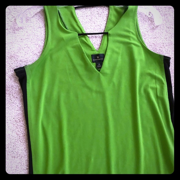 Green sleeveless blouse with black detail - Picture 1 of 6